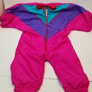 Vintage Cuties by Judy Bright Color Pink Windbreaker Track Suit / Jumpsuit 18m